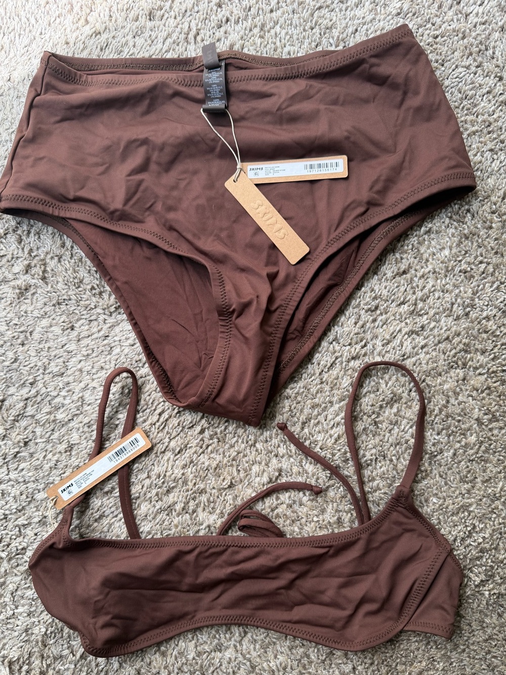SKIMS Brown Two-Piece Bikini Set